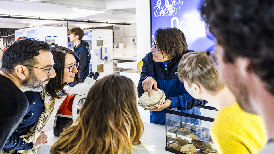 Médiatrice scientifique en atelier à Océanolab.