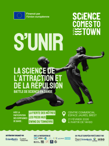 Affiche de l'événement "S'unir" pour le projet européen Science Comes to Town à Brest